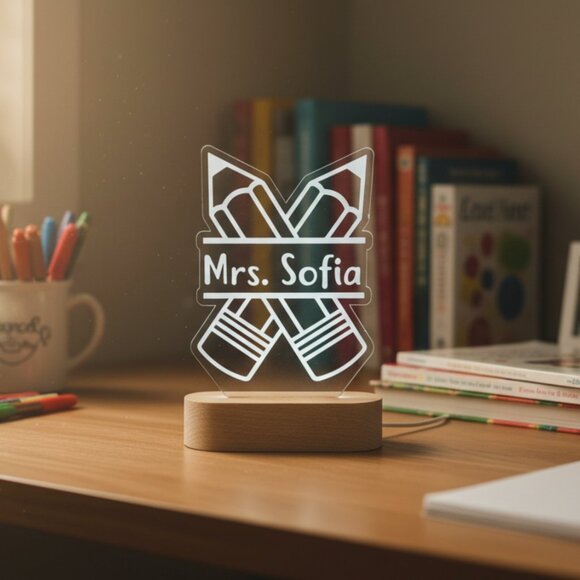Pens Personalized Teacher Name Light | Custom Appreciation Gift & Decor - Picture 8 of 8